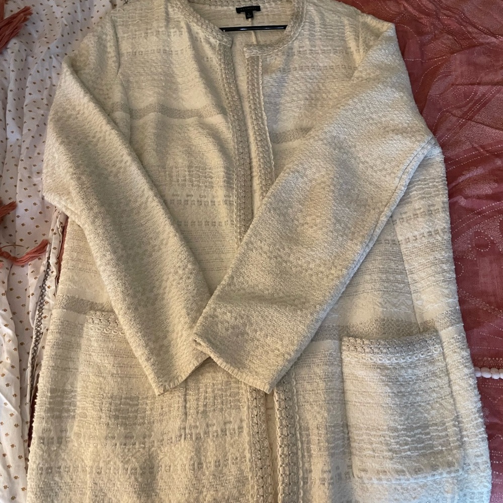Talbots Cream Long open cardigan/jacket